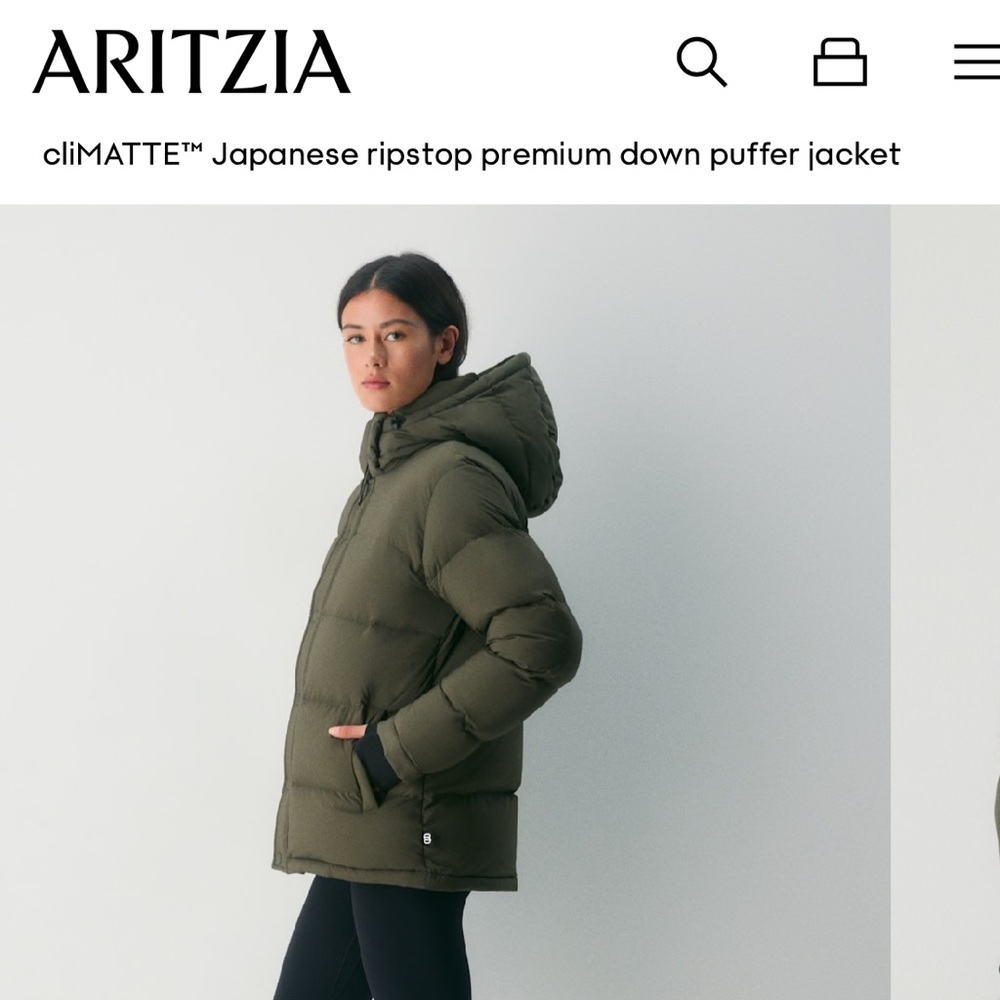 Aritzia Olive Super Puff Jacket